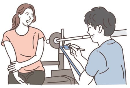 パーソナルジムで無料カウンセリングを受ける女性イラスト